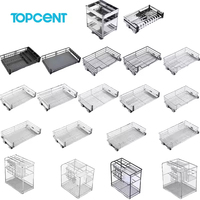 Organisateur d'angle magique pour armoire de cuisine moderne, 2 niveaux, avec fermeture amortie, rangement coulissant en fil d'acier inoxydable