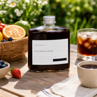 Bouteille en verre vide avec bouchon à vis argenté, forme de flacon, pour café froid, jus, boisson, bouteille transparente pour boisson