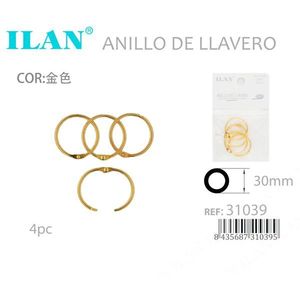 Portachiavi Ilan 30mm color oro, confezione da 4 pezzi per accessori portachiavi - Product Image 3