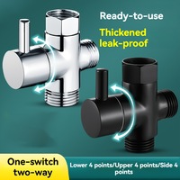 Distributeur d'eau en cuivre à ouverture rapide, anti-fuite, vanne de conversion de douche à trois voies, une entrée deux sorties, design minimaliste moderne