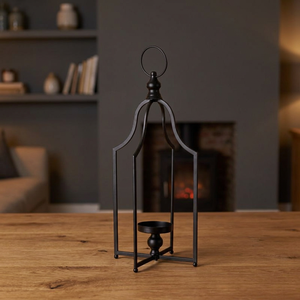 Portavelas de hierro forjado negro, soporte para velas con anillo para colgar, decoración del hogar - Product Image 1
