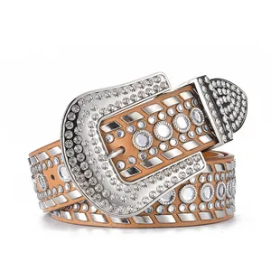 Cinturón con incrustaciones de diamantes de imitación para mujer, cinturón occidental con diamantes de imitación brillantes, gran oferta