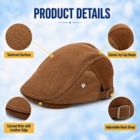 Casquette de conduite bicolore kaki pour hommes et femmes avec bordure marron, sangle réglable et boucle coulissante en métal – Vente en gros décontractée