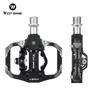 WEST BIKING Aluminium 2 en 1 Du Bearing Vélo de <span class=keywords><strong>course</strong></span> professionnel Slef Lock Pedal SPD Clipless Flat Mountain Bicycle Pedal - Product Image 1