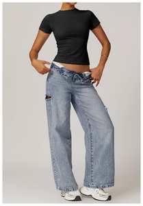 スキンタイトクイックドライオールフィットホットセクシーヨガトップスリム半袖Tシャツトレーニングフィットネススポーツヨガトップ - Product Image 5