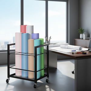 Moderno Portadocumenti in Metallo 33x15x85cm, Porta Archivio Mobile su Ruote per Documenti Architettonici, Organizzatore per Ufficio - Product Image 2