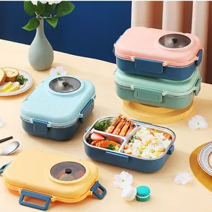 Food Container De almacenamiento de alimentos y contenedor Stainless Steel Lunchbox Kids Thermal Bento Box with Soup Bowl