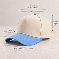 Casquette de baseball en coton à 5 panneaux avec logo personnalisé, structurée, ajustable, bicolore, pour hommes et femmes, pour l'extérieur, usage quotidien, commandes en gros OEM ODM