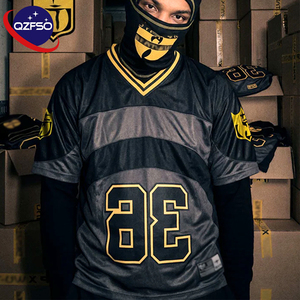 QZFSO Custom Streetwear Blokecore Style Vintage Soccer Tshirt Oversized Fit Satin Shiny Fabric Retro American Football Jersey - Product Image 1