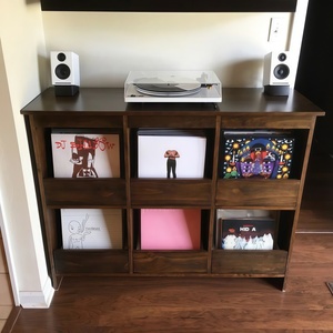 <span class=keywords><strong>Meuble</strong></span> de rangement rustique en bois pour disques vinyles, support de rangement Montessori pour vinyles et livres, étagère LP pour la maison - Product Image 6