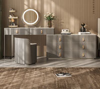 Moderne simple en bois massif chambre à coucher dalle de roche coin meuble TV table de maquillage coiffeuse armoire de rangement une armoire