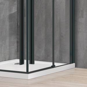 Kamalu KSA1000B 70x70 box doccia doppio scorrevole nero 8mm vetro Frameless con telaio in acciaio inox stile pieghevole per alberghi - Product Image 4