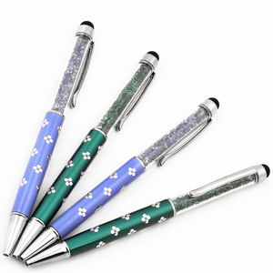 Nuevo y Elegante Bolígrafo 2 en 1 con Logotipo Personalizado, Cristales y Flores de Diamante, Punta de Metal de 1.0 mm para Escritura - Product Image 1