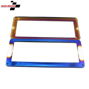 กรอบป้ายทะเบียนรถ Auso-Racing ขนาด 205 มม. สแตนเลสสีน้ำเงินผ่านการอบชุบความร้อน สำหรับรถยนต์ไทย เวียดนาม ลาว เมียนมา ฟิลิปปินส์ - Product Image 1