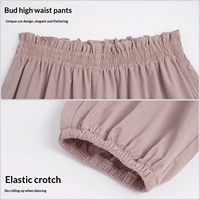 Pantalon de préchauffage de ballet pour femme adulte en nylon extensible dans les quatre sens, idéal pour la pratique de la danse et l'entraînement, favorisant la transpiration.