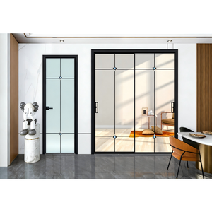 Porta Scorrevole Bi-Fold Moderna in Vetro con Telaio in Lega di Titanio-Magnesio, Doppio Vetro Temperato, Funzione Antifurto, per Cantina e Giardino - Product Image 2