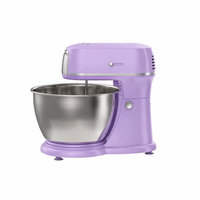 Batteur sur socle électrique 400W, 5 vitesses, bol en acier inoxydable 4,5L, crochet pétrisseur, fouet à œufs, design à tête inclinable, pour la pâtisserie, usage domestique