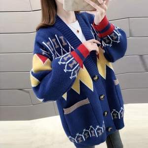 Usine vendre printemps et automne Jacquard tricoté Cardigan tout match ample surdimensionné <span class=keywords><strong>manteau</strong></span> <span class=keywords><strong>moche</strong></span> noël pull Cardigan pour les femmes - Product Image 6