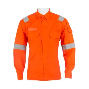 Logo可定制100% 棉橙色油田天然气工业反光工作穿夹克