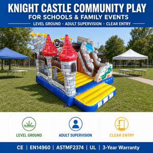Château gonflable avec toboggan, zone d'escalade, thème château du dragon, location pour fêtes d'enfants, château gonflable commercial - Product Image 4