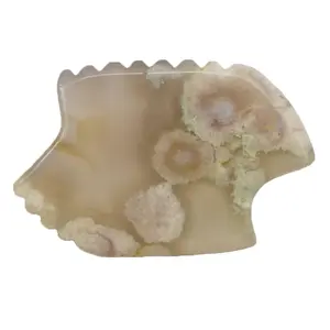 Nature Flower Agate Gua Sha Scraping Massage Tool for Promote Blood Circulation and Facial Lifting