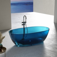 Baignoire en résine transparente de haute technologie, baignoire autoportante sur mesure de haute qualité, baignoire transparente