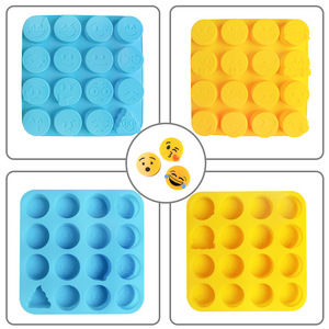 Emoji <b>Silicone</b> Cake Mold 16 Cavities Round Face Expressions For Chocolate Pudding Mousse <b>Baking</b> Tools - Product Image 1