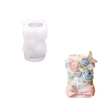 Nouvelles idées : Moule en silicone cylindrique en forme de fleur avec texture florale en relief pour artisanat en résine romantique et bougies d'aromathérapie