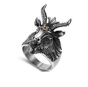 Mens Dave di stella satana a forma di ariete Design gioielli in acciaio inox colata in oro anelli di animali - Product Image 1