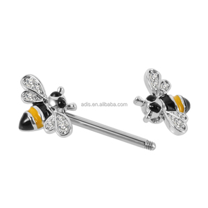14G baja bedah perhiasan wanita elegan batu CZ kepingan salju puting barbel tindik - Product Image 3