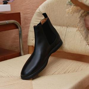 Bottes Chelsea montantes pour hommes, style britannique, bout carré, rehaussantes, décontractées et habillées, respirantes et antidérapantes - Product Image 3