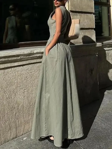 Nouvelles Robes Midi Plissées Sans Manches Moulantes Élégantes pour Femme 2026 – <span class=keywords><strong>Robe</strong></span> Longue d'Été de Soirée avec Fermeture Éclair - Product Image 6