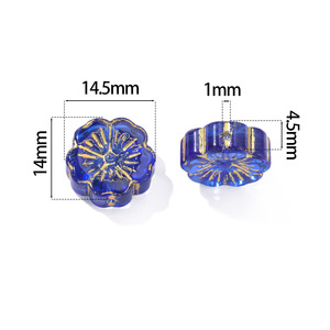 Flower Glass <b>Beads</b> Crystal Lampwork Gold Painted For Jewelry Making DIY Bracelets Necklaces Accessories Wholesale - Product Image 2