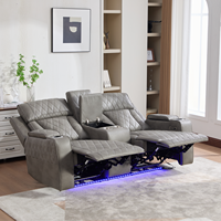 Offre Spéciale : Ensemble de Canapés Électriques 1+2+3 avec Lumières LED, Rangement et Table d'Appoint, Mobilier de Salon, Fonction Relaxante