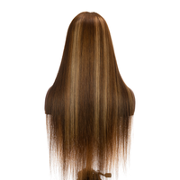 Penjual Rambut Virgin Brazil ZSF dengan Kutikula Tertata Rapi, Sudah Dipluk, Highlight 4/27 #   Wig Rambut Asli Warna Piano dengan Lace Front Transparan