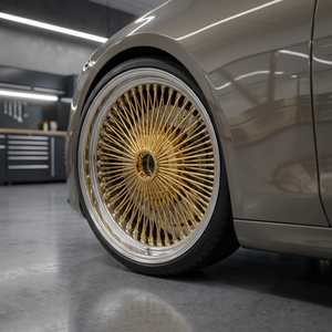 Cerchi in Lega JY Cromati Oro con 100 Raggi, Cerchi Cromati Personalizzati con Spinner per <span class=keywords><strong>Auto</strong></span> Classiche US MG <span class=keywords><strong>MGA</strong></span> MGB MGC - Product Image 3