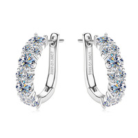 Boucles d'oreilles en argent sterling 925 avec moissanite de laboratoire de 2,76 ct, couleur D, clarté VVS1, taille ronde, pour femmes