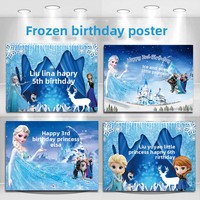 Modern Frozen Kraliçe Elsa'nın 100 Günlük İlk Doğum Günü Partisi Arka Plan Posteri Projeksiyon Afişi Dikey Flama Özelleştirilebilir KT Levha