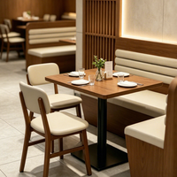 Ensemble de canapés de restaurant haut de gamme, modernes et minimalistes, en bois massif, sur mesure pour les chaînes de restaurants occidentaux et les bistrots