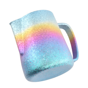 Pichet à mousse de lait en titane pur de qualité supérieure avec finition effet cristal de glace, 450 ml, dégradé de couleurs, pour café latte art - Product Image 5