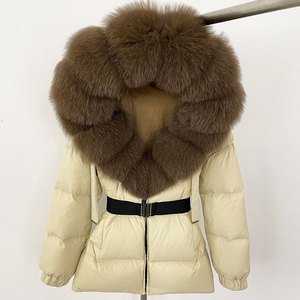 OFTBUY 2025 Nouvelle <span class=keywords><strong>Parka</strong></span> d'Hiver en Duvet de Canard Blanc pour <span class=keywords><strong>Femme</strong></span> <span class=keywords><strong>avec</strong></span> <span class=keywords><strong>Capuche</strong></span> en Véritable Fourrure de Renard, Veste <span class=keywords><strong>Imperméable</strong></span> à 90% Coupe-Vent Chaude et Épaisse, Manteau Court - Product Image 2