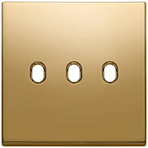 Vintage Gold <b>Plate</b> Wall <b>Switch</b> Cover 3 Gang 9.5 In Length 1.4 In Height - Product Image 1