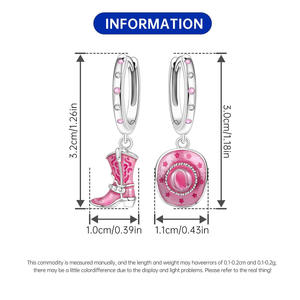 Nuevos y populares pendientes/argollas de mezclilla rosa con circonitas de latón blanco, exclusivos para mujer, joyería creativa, venta al por mayor de fábrica - Product Image 5