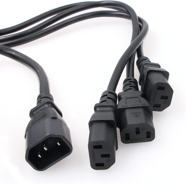 High Quality IEC 320 C14 Male Plug to 3X Female C13 Type Splitter H05VV-F Fireproof 30CM Extension Power Cord for Home Appliance