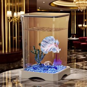 Dou <span class=keywords><strong>Fish</strong></span> Pro Betta Kit Tank Self Clean acquario acrilico Desktop Eco <span class=keywords><strong>Fish</strong></span> Hab con filtro a LED tutto in uno pronto all'uso - Product Image 4
