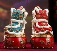 Sculpture de lion en laiton faite à la main, créative, pour la danse du lion, festival chinois, Journée nationale, décoration de maison et de bureau, ornement, cadeau, Feng Shui