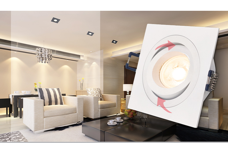 Office Downlight Square Recessed White Die-cast Aluminium Adjustable Gu10