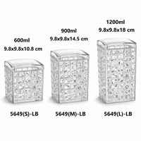 Pot de rangement carré pour aliments en acrylique transparent de qualité supérieure, hermétique et résistant à l'humidité, 600ML/900ML/1200ML