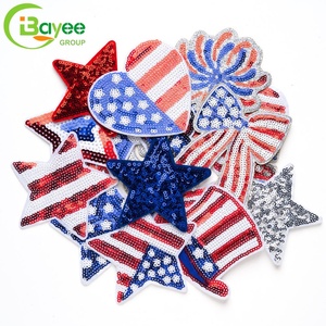 Parches Bordados Duraderos y Resistentes, Parches Termoadhesivos con Diseño de Bandera Americana, Estrella y Corazón, Apliques Decorativos para Manualidades - Product Image 2
