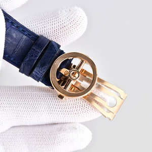 Reloj de Lujo para Hombre de Alta Calidad, Gran Venta, Cronógrafo Automático, Cristal de Zafiro, Caja de Oro Rosa, Esfera Azul Ondulada, Resistente al Agua, Luminoso - Product Image 5
